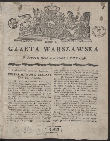 Gazeta Warszawska. R.1791 Nr 1