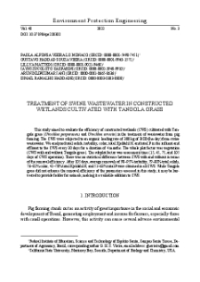 Treatment of swine wastewater in constructed wetlands cultivated with Tangola grass