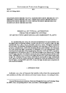 Removal of typical antibiotics from the symbiotic system of Microcystis aeruginosa and emergent plants