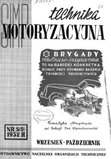 Technika Motoryzacyjna : dwumiesięcznik naukowo-techniczny, Rok II, wrzesień-październik 1952, z. 5 (9)