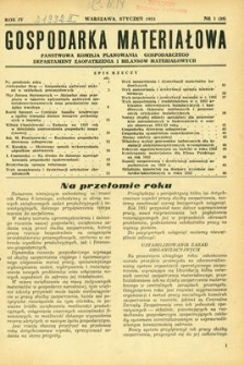 Gospodarka Materiałowa, Rok IV, styczeń 1952, nr 1 (35)