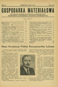 Gospodarka Materiałowa, Rok IV, luty 1952, nr 2 (36)