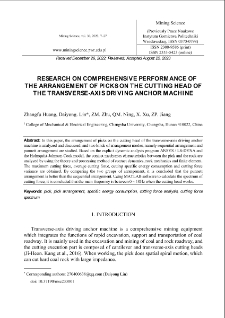 Research on Comprehensive Performance of the Arrangement of Picks on the Cutting Head Of The Transverse-Axis Driving Anchor Machine