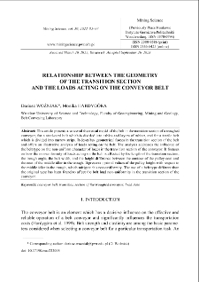 Relationship between the geometry of the transition section and the loads acting on the conveyor belt