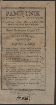 Pamiętnik Historyczno-Polityczny. R. 1787. T. 3 (Wrzesień)