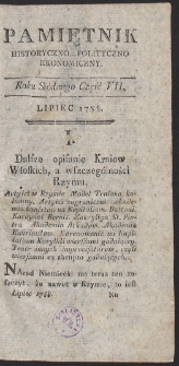Pamiętnik Historyczno-Polityczny. R. 1788. T. 4. (Lipiec)