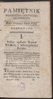 Pamiętnik Historyczno-Polityczny. R. 1788. T. 4. (Sierpień)