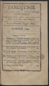 Pamiętnik Historyczno-Polityczny. R. 1789. T. 3. (Sierpień)