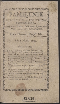 Pamiętnik Historyczno-Polityczny. R. 1789. T. 4. (Listopad)