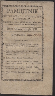 Pamiętnik Historyczno-Polityczny. R. 1789. T. 4. (Grudzień)