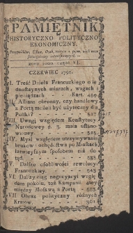 Pamiętnik Historyczno-Polityczny. R. 1791. T. 2 (Czerwiec)