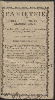 Pamiętnik Historyczno-Polityczny. R.1791. T. 3 (Październik)