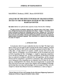 Analysis of the effectiveness of changes introduced to the suspension system of the Scorpio 7 Martian rover