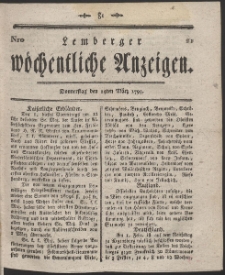 Lemberger Wöchentliche Anzeigen. R. 1793 Nr 21