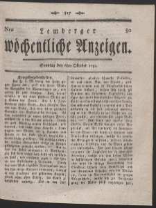 Lemberger Wöchentliche Anzeigen. R. 1793 Nr 80