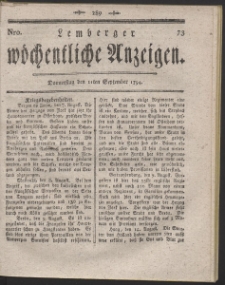 Lemberger Wöchentliche Anzeigen. R. 1794 Nr 73