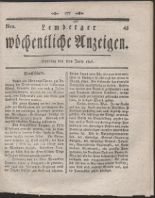 Lemberger Wöchentliche Anzeigen. R. 1796 nr 45