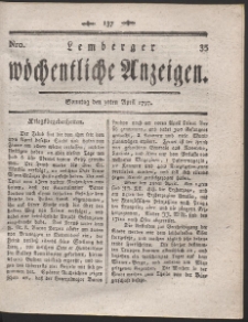 Lemberger Wöchentliche Anzeigen. R. 1797 Nr 35