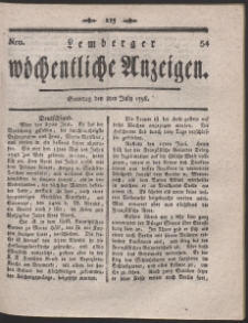 Lemberger Wöchentliche Anzeigen. R. 1798 Nr 54