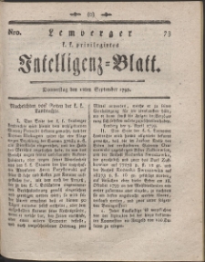 Lemberg Kaiserlich-Königliches Intelligenz-Blatt. R. 1799 nr 73