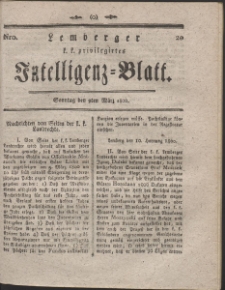 Lemberg Kaiserlich-Königliches Intelligenz-Blatt. R. 1800 Nr 20