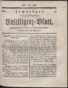 Lemberg Kaiserlich-Königliches Intelligenz-Blatt. R. 1800 Nr 38