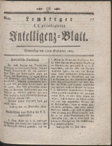 Lemberg Kaiserlich-Königliches Intelligenz-Blatt. R. 1800 Nr 77