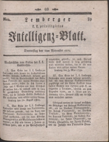 Lemberg Kaiserlich-Königliches Intelligenz-Blatt. R. 1800 Nr 89