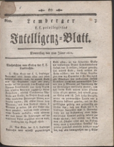 Lemberg Kaiserlich-Königliches Intelligenz-Blatt. R. 1801 Nr 3