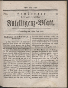 Lemberg Kaiserlich-Königliches Intelligenz-Blatt. R. 1801 Nr 49