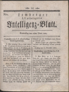 Lemberg Kaiserlich-Königliches Intelligenz-Blatt. R. 1802 Nr 8