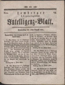 Lemberg Kaiserlich-Königliches Intelligenz-Blatt. R. 1802 Nr 68