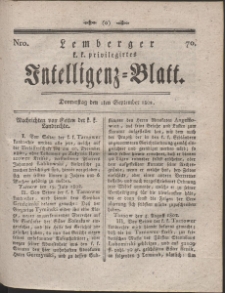 Lemberg Kaiserlich-Königliches Intelligenz-Blatt. R. 1802 Nr 70