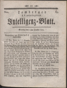 Lemberg Kaiserlich-Königliches Intelligenz-Blatt. R. 1802 Nr 83