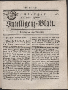 Lemberg Kaiserlich-Königliches Intelligenz-Blatt. R. 1803 Nr 47