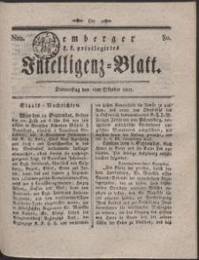 Lemberg Kaiserlich-Königliches Intelligenz-Blatt. R. 1803 Nr 80