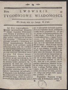 Lwowskie Tygodniowe Wiadomości. R. 1786 Nr 4