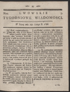 Lwowskie Tygodniowe Wiadomości. R. 1786 Nr 7