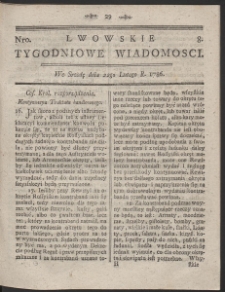 Lwowskie Tygodniowe Wiadomości. R. 1786 Nr 8