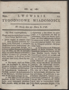 Lwowskie Tygodniowe Wiadomości. R. 1786 Nr 12