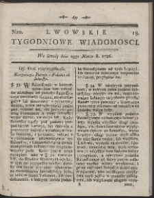 Lwowskie Tygodniowe Wiadomości. R. 1786 Nr 18