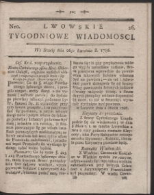 Lwowskie Tygodniowe Wiadomości. R. 1786 Nr 26