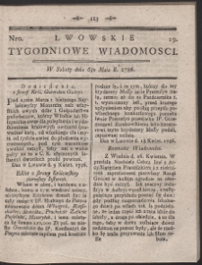 Lwowskie Tygodniowe Wiadomości. R. 1786 Nr 29