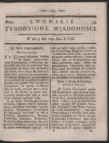 Lwowskie Tygodniowe Wiadomości. R. 1786 Nr 33