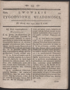 Lwowskie Tygodniowe Wiadomości. R. 1786 nr 34