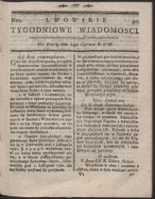 Lwowskie Tygodniowe Wiadomości. R. 1786 Nr 40