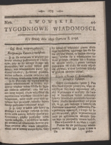 Lwowskie Tygodniowe Wiadomości. R. 1786 Nr 44