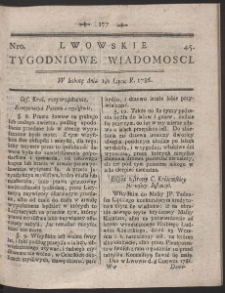 Lwowskie Tygodniowe Wiadomości. R. 1786 Nr 45