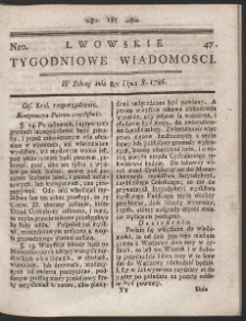 Lwowskie Tygodniowe Wiadomości. R. 1786 Nr 47