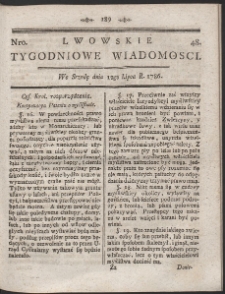 Lwowskie Tygodniowe Wiadomości. R. 1786 Nr 48